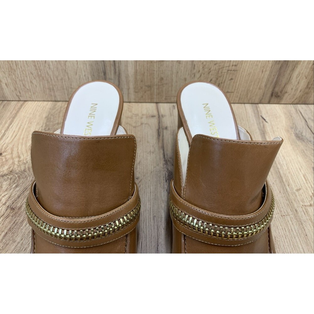Nine West Womens Gerri Block Heel Slip On Open Toe Shoes Zipper Accent  Sz 9.5 M - Picture 6 of 16